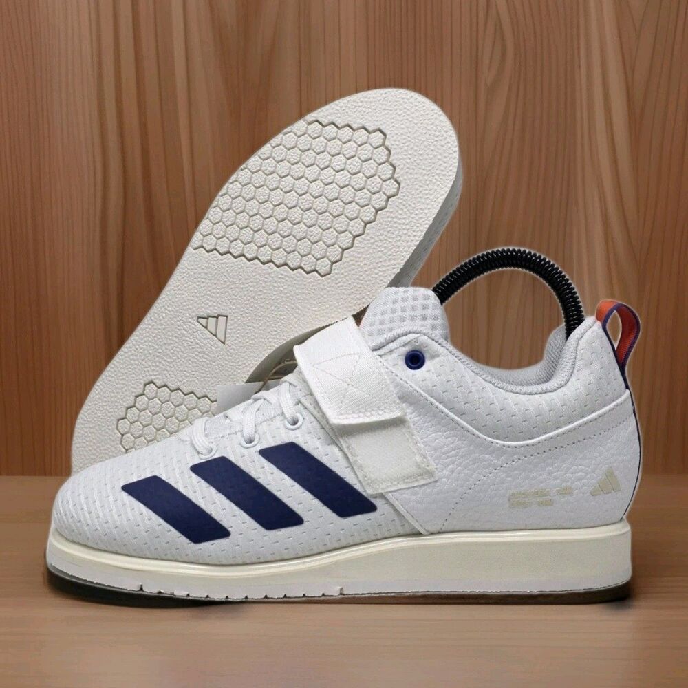 New Adidas Powerlift 5 Weightlifting Shoes Men Size 9.5 White Blue Orange JP9878